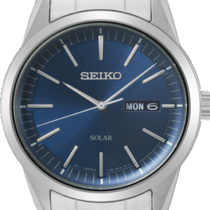 Seiko herenhorloge solar staal blauw 100m WR