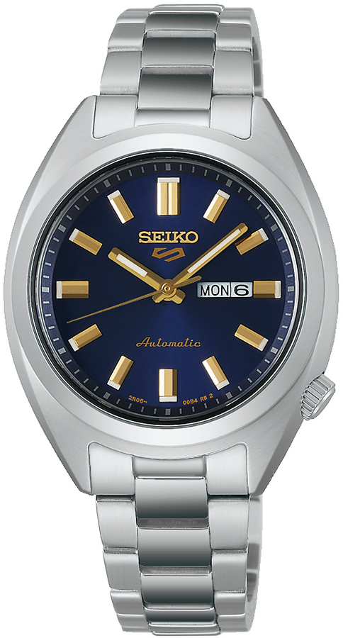 Seiko 5 dameshorloge staal blauwe wijzerplaat 100m WR
