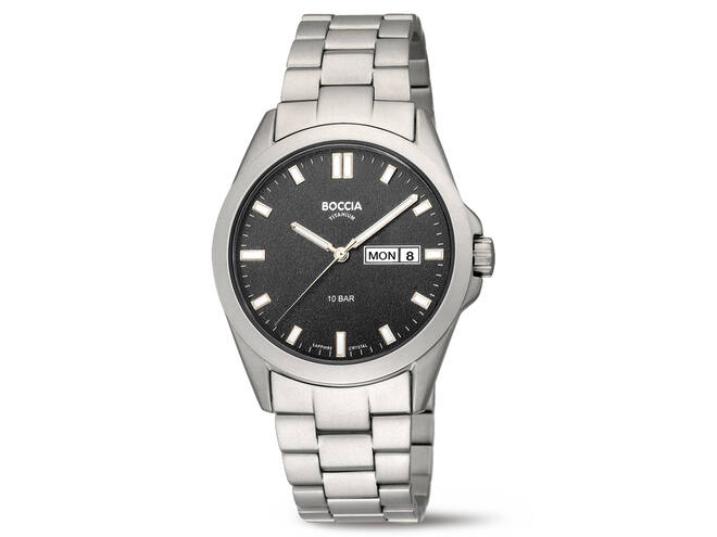 Boccia Titanium herenhorloge zwarte wijzerplaat 100m WR