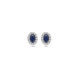 Zilveren oorknoppen zirkonia blauw en wit