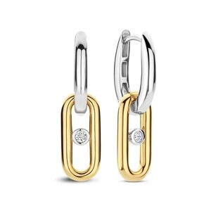 Ti sento goud op zilver oorringen ovaal zirkonia