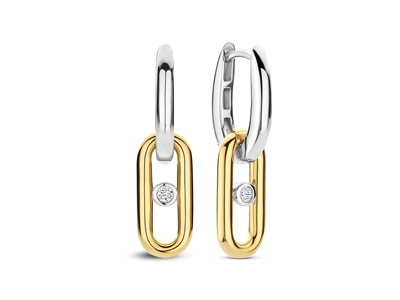 Ti sento goud op zilver oorringen ovaal zirkonia