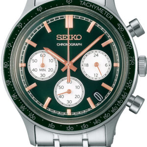 Seiko herenhorloge staal chronograaf groen