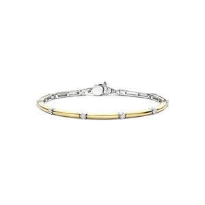 Tisento goud op zilveren schakel bangle met zirkonia