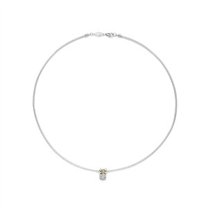 Ti sento zilveren collier met zirkonia + goud op zilver kralen 46cm