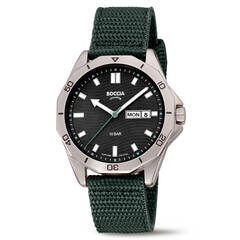 Boccia titanium herenhorloge groen nylonband 100m WR