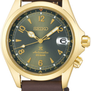 Seiko Prospex herenhorloge automaat goudkleurig groen leren band 200m WR