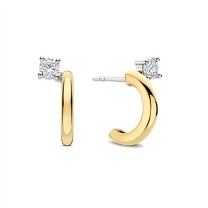 Tisento Goud op zilver oorknoppen zirkonia