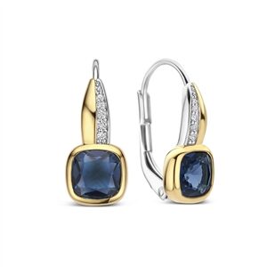 Tisento goud op zilveren oorhanger blauw