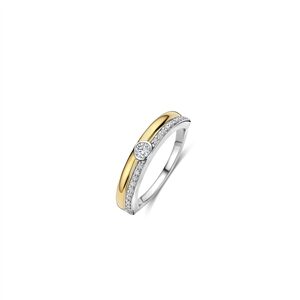 Ti sento bicolor zilveren ring met witte steen + zirkonia maat 54