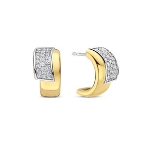 Tisento oorknoppen goud op zilver zirkonia