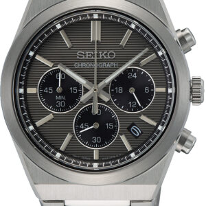 SSB455P1 Seiko herenhorloge staal chronograaf zwart 100m WR