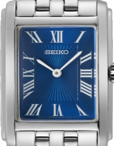 Seiko dameshorloge staal vierkant blauw