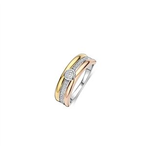 Ti sento tricolor zilveren ring met zirkonia maat 54