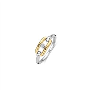 Ti sento goud op zilveren ring met zirkonia maat 56