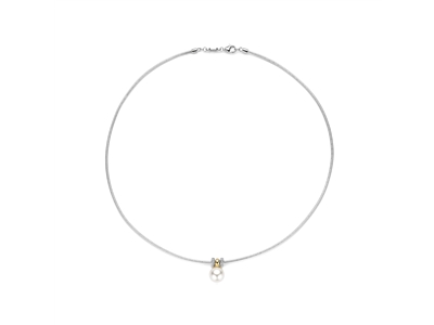 Ti sento zilveren collier met parel + zirkonia 46cm