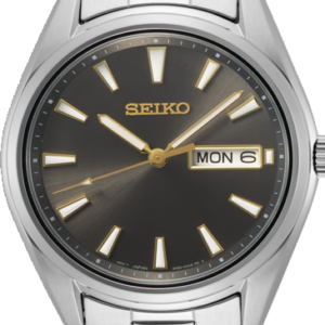 Seiko herenhorloge staal zwarte wijzerplaat 100m WR