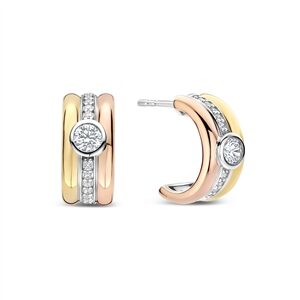 Ti sento tricolor zilveren oorring zirkonia