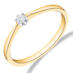 Pas solitair ring zespoots bi-color diamant 0.10 H/SI Maat 18
